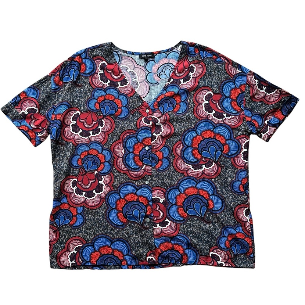 Dear‎ John Floral V-Neck Button-Up Blouse - Size XS